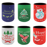 NNEDSZ 6x Christmas Stubby Stubbie Holders Beer Bottle Drink Can Cooler Santa Reindeer, D