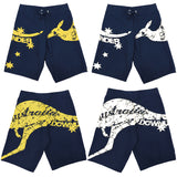 NNEDSZ Men's Adult Board Shorts Day Kangaroo Down Under Souvenir Beach Wear, Navy/Yellow, S