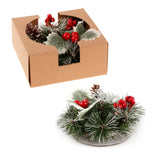 NNEDSZ Christmas Floral Table Arrangements Red Berries Pine Cones Flowers Decorations, Small (Set of 2)