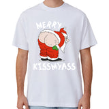 NNEDSZ 100% Cotton Christmas T-shirt Adult Unisex Tee Tops Funny Santa Party Custume, Merry Kissmyass (White), 3XL