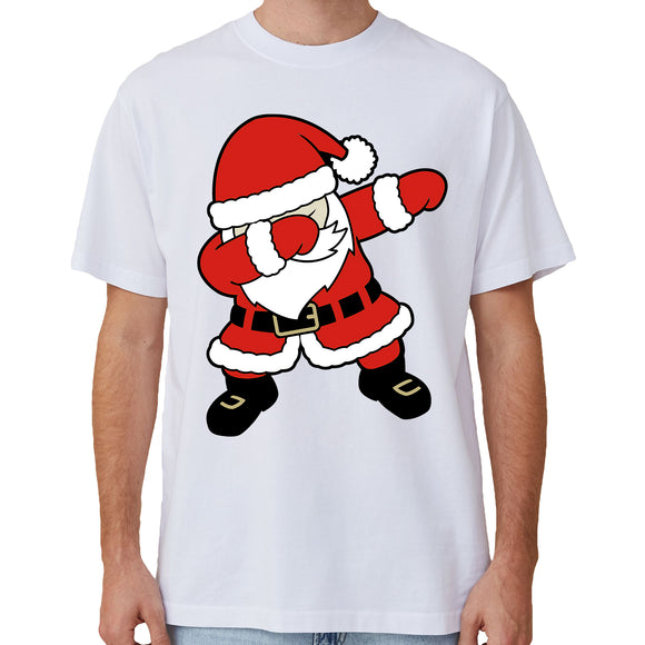NNEDSZ 100% Cotton Christmas T-shirt Adult Unisex Tee Tops Funny Santa Party Custume, Dancing Santa (White), L