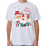 NNEDSZ 100% Cotton Christmas T-shirt Adult Unisex Tee Tops Funny Santa Party Custume, Santa Gathering (White), L