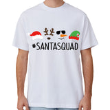 NNEDSZ 100% Cotton Christmas T-shirt Adult Unisex Tee Tops Funny Santa Party Custume, Santa Squad (White), 3XL