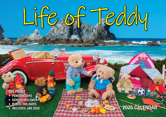 NNEDSZ Life of Teddy - 2025 Rectangle Wall Calendar 13 Months Planner Adventures Gift