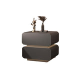 NNEDSZ Dark Grey Solid Wood Bedside Table Side Table 2 Drawer Intelligent Induction Light Nightstand Cabinet