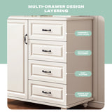 NNEDSZ 4 Chest of Drawers Storage Cabinet Tower Dresser Tallboy Drawer with Door Condition: Brand New