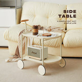 NNEDSZ Movable Modern  Trolley Small Unit Coffee Table Cart Storage Sofa Side Table with Wheels
