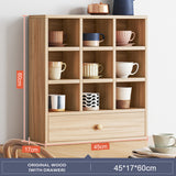 NNEDSZ DISPLAY STAND TEA CUP SHELFING FURNITURE CUBE CABINET W/ DRAWERS