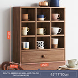 NNEDSZ DISPLAY STAND TEA CUP SHELFING FURNITURE CUBE CABINET W/ DRAWERS
