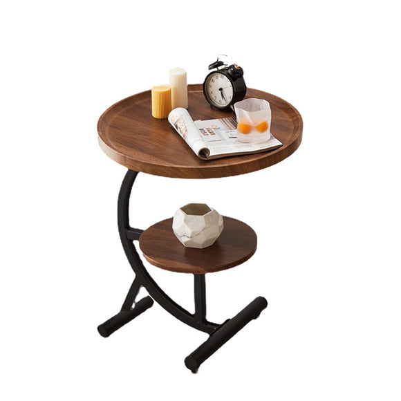 NNEDSZ 2 Tier End Table Sofa Side End Table Round Nightstand with Sturdy Metal Frame