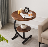 NNEDSZ 2 Tier End Table Sofa Side End Table Round Nightstand with Sturdy Metal Frame