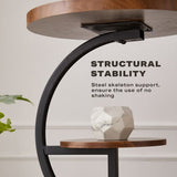 NNEDSZ 2 Tier End Table Sofa Side End Table Round Nightstand with Sturdy Metal Frame