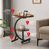 NNEDSZ 2 Tier End Table Sofa Side End Table Round Nightstand with Sturdy Metal Frame