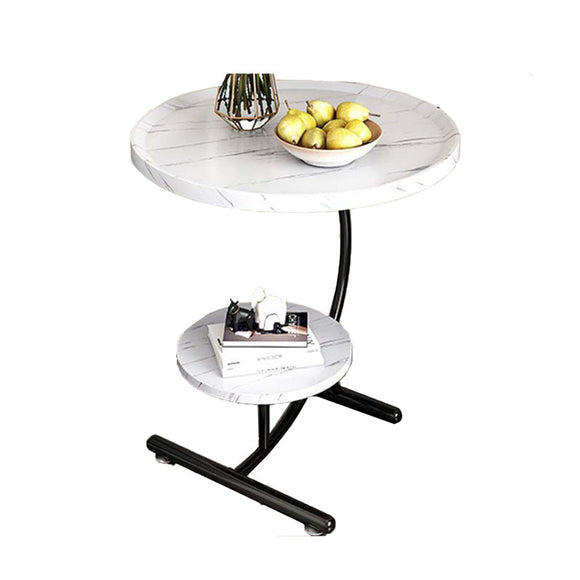 NNEDSZ 2 Tier End Table Sofa Side End Table Round Nightstand with Sturdy Metal Frame