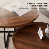 NNEDSZ Removable Set of 2 Round Coffee Table  Walnut Nesting Side End Table Furniture