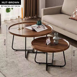 NNEDSZ Removable Set of 2 Round Coffee Table  Walnut Nesting Side End Table Furniture
