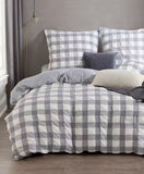 NNEDSZ Rylee Grey Check Seersucker Quilt Cover Set - King Size
