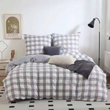 NNEDSZ Rylee Grey Check Seersucker Quilt Cover Set - Super King Size