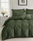 NNEDSZ Tufted Boho Wave Quilt Cover Set- Dark Green - Super King Size