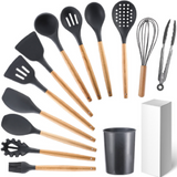 NNEDSZ 12pcs Silicone Utensils Set Black