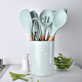 NNEDSZ 12pcs Silicone Utensils Set Mint