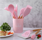 NNEDSZ 12pcs Silicone Utensils Set Pink