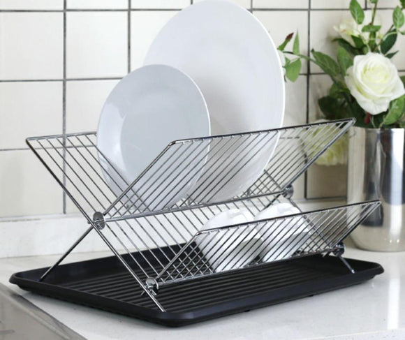 NNEDSZ 2 Tier Folding Dish Rack