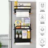 NNEDSZ Magnetic Kitchen Fridge Storage Rack Double Layer