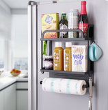 NNEDSZ Magnetic Kitchen Fridge Storage Rack Double Layer