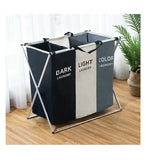 NNEDSZ Foldable Divisional Storage Laundry Basket 2 Grid