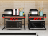 NNEDSZ Adjustable Microwave Oven Storage Shelf Black