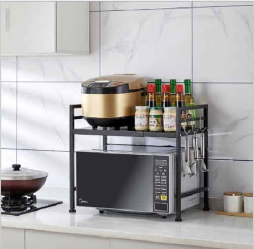 NNEDSZ Adjustable Width & Height Microwave Shelf Black