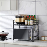 NNEDSZ Adjustable Width & Height Microwave Shelf Black