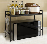 NNEDSZ Adjustable Width & Height Microwave Shelf Black
