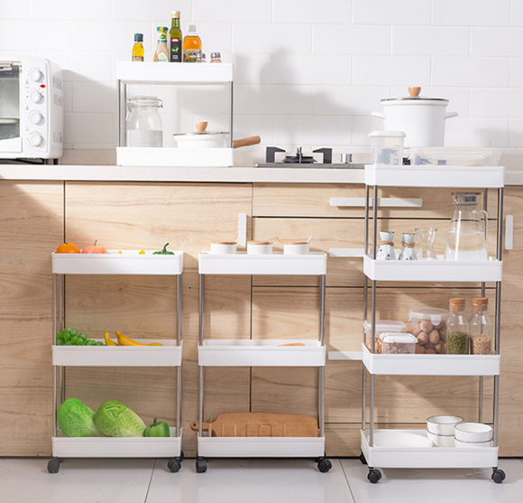 NNEDSZ Space Saver Rolling Storage Trolley Cart 4 tier
