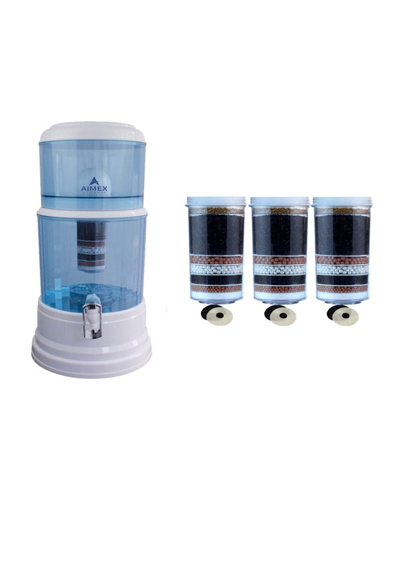 NNEDSZ Aimex 20 Litre Water Purifier + 3 X 8 Stage Filter + Maifan Stones