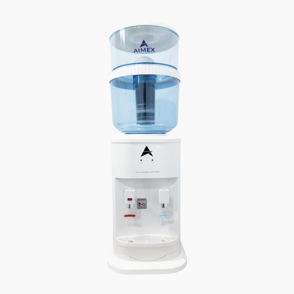 NNEDSZ Luxurious White Benchtop Hot and Cold-Water Dispenser with Filter Bottle and LG Compressor