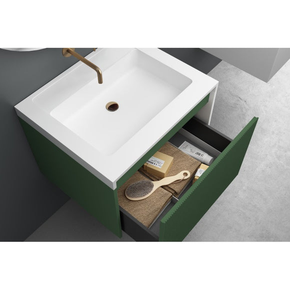 NNEDSZ Rimini wall hung bathroom vanity 600mm Rain Forest