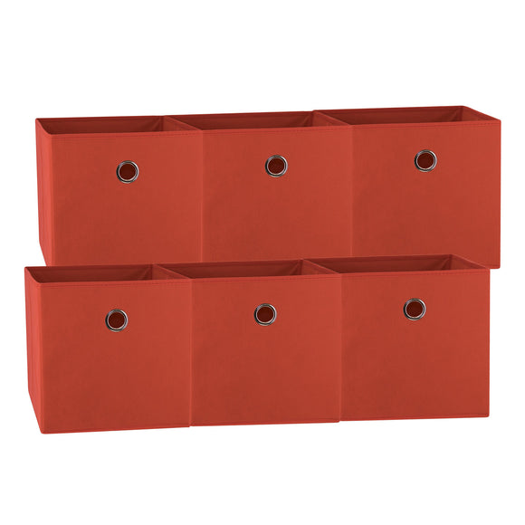 NNEDSZ SORTI 33x33x27 CM Red 6-Pack Foldable Storage Cubes - Fabric Bookcase Organizers for Toys and More