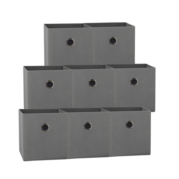 NNEDSZ SORTI 27x28x27 CM Grey 8-Pack Foldable Storage Cubes - Fabric Bookcase Organizers for Toys and More