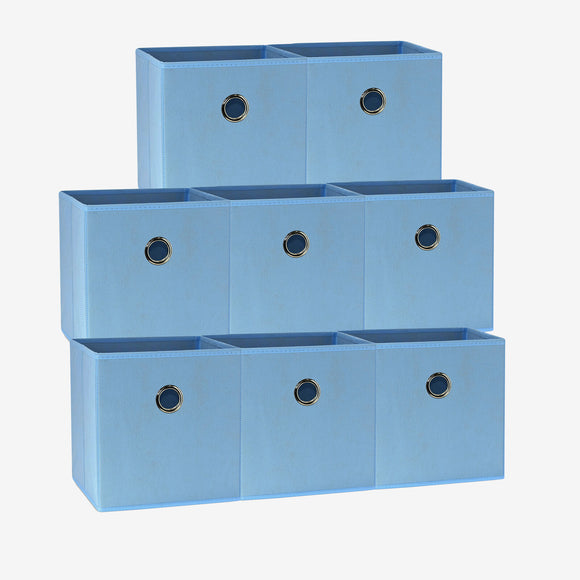 NNEDSZ SORTI 27x28x27 CM Light Blue 8-Pack Foldable Storage Cubes - Fabric Bookcase Organizers for Toys and More