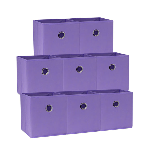 NNEDSZ SORTI 27x28x27 CM Light Purple 8-Pack Foldable Storage Cubes - Fabric Bookcase Organizers for Toys and More
