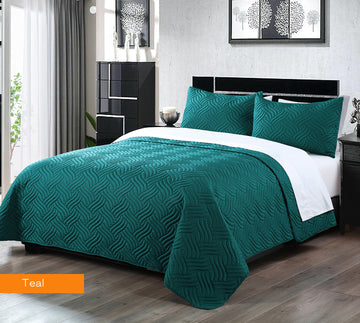 NNEDSZ 3 piece embossed comforter set king teal