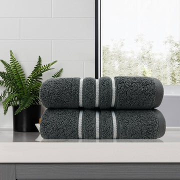 NNEDSZ amor classic dobby stripe super soft premium cotton bath towel 2 pcs charcoal