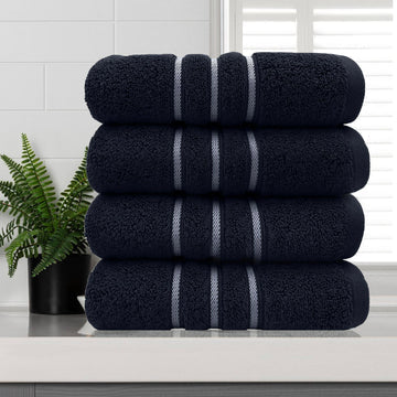 NNEDSZ amor classic dobby stripe super soft premium cotton hand towel 4 pcs sailor blue