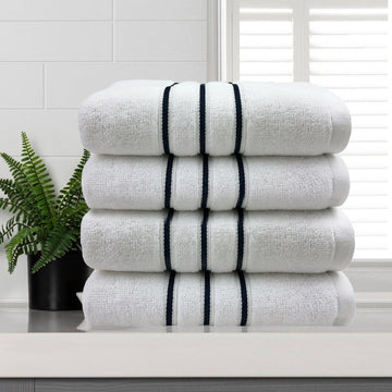NNEDSZ amor classic dobby stripe super soft premium cotton hand towel 4 pcs white
