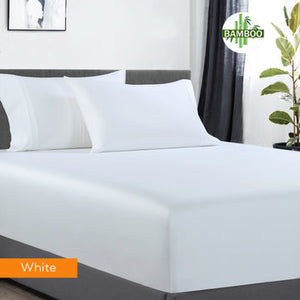 NNEDSZ 400 thread count bamboo cotton 1 fitted sheet with 2 pillowcases queen white