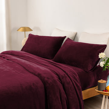 NNEDSZ thermal microplush sheet set double aubergine