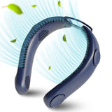 NNEDSZ LIFEBEA Portable Neck Fan, Hands Free Bladeless Fan, 4000 mAh Battery Operated Wearable Personal Fan, Leafless, Rechargeable, Headphone Design, USB Powered Desk Fan,3 Speeds (Dark Blue)