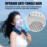 NNEDSZ LIFEBEA Portable Neck Fan, Hands Free Bladeless Fan, 4000 mAh Battery Operated Wearable Personal Fan, Leafless, Rechargeable, Headphone Design, USB Powered Desk Fan,3 Speeds (Dark Blue)